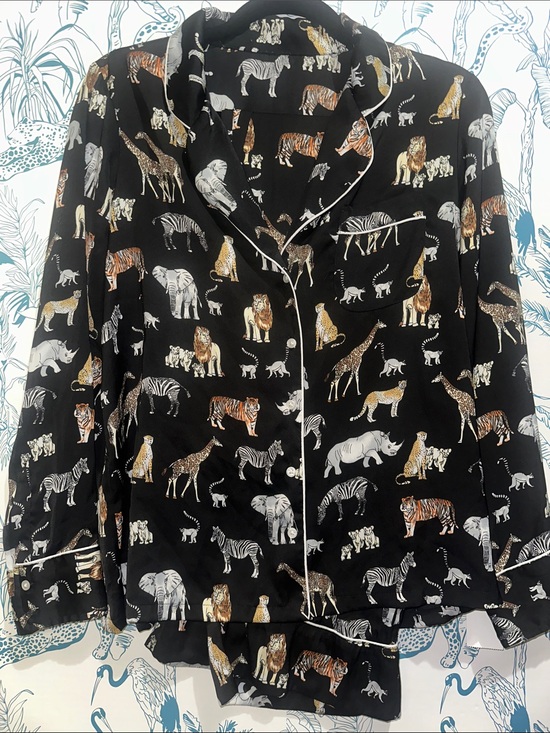 Banana Republic Other - Banana Republic Black with Cream and Brown Animal Motif Pajama Set